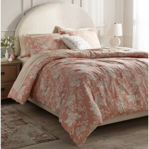💐 NEW Threshold Floral Print King Comforter Set - Light Pink - Target Bedding